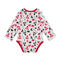 Infant White Detroit Red Wings Quick Learner Long Sleeve Bodysuit