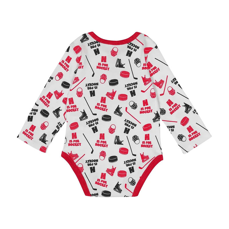 Infant White Detroit Red Wings Quick Learner Long Sleeve Bodysuit