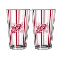 Ensemble de deux verres à bière rayés de 473 ml (16 oz) Logo Brands Detroit Red Wings