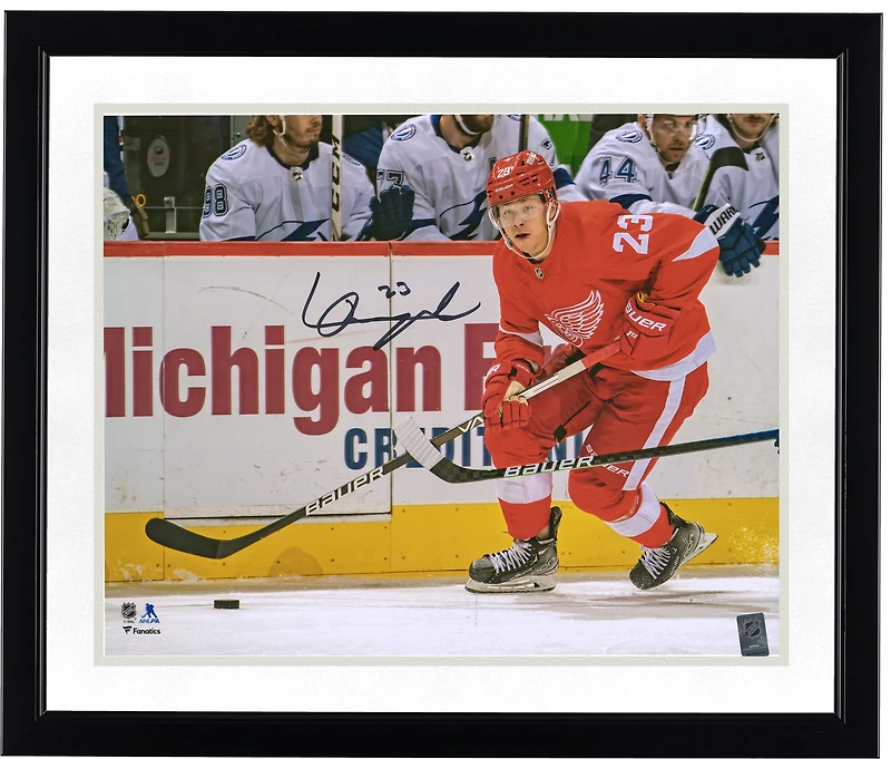 Lucas Raymond Detroit Red Wings Autographed 16'' x 20'' NHL Debut Skating Photograph