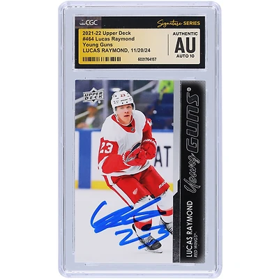 Carte recrue autographiée 2021-22 Upper Deck Series 2 Young Guns #464 CGC Fanatics Witnessed Authenticated Auto 10 Rookie Card de Lucas Raymond Detroit Red Wings