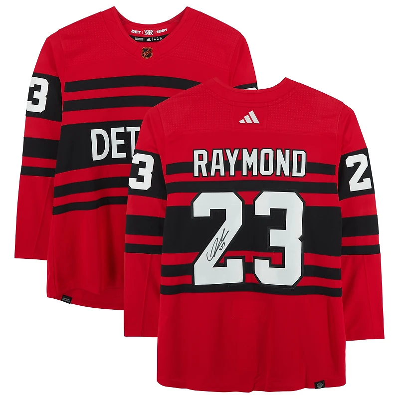 Maillot authentique Adidas Reverse Retro autographié par Lucas Raymond des Red Wings de Detroit 2022-23