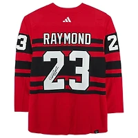 Maillot authentique Adidas Reverse Retro autographié par Lucas Raymond des Red Wings de Detroit 2022-23