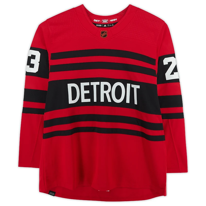 Maillot authentique Adidas Reverse Retro autographié par Lucas Raymond des Red Wings de Detroit 2022-23