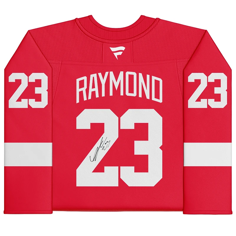 Maillot premium dédicacé Red Fanatics par Lucas Raymond des Red Wings de Detroit