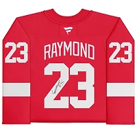 Maillot premium dédicacé Red Fanatics par Lucas Raymond des Red Wings de Detroit
