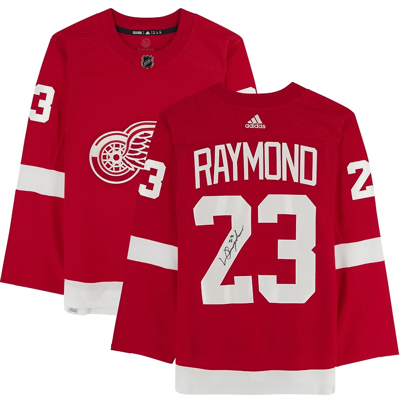 Maillot authentique adidas autographié par Lucas Raymond Red Detroit Red Wings