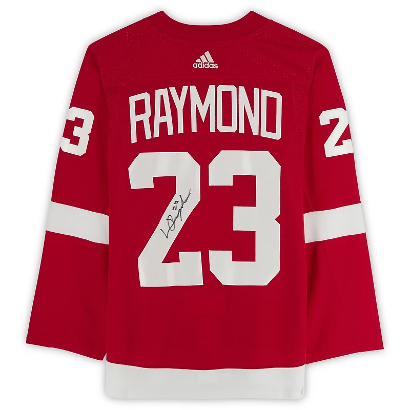 Maillot authentique adidas autographié par Lucas Raymond Red Detroit Red Wings