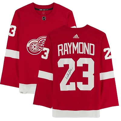Maillot authentique adidas autographié par Lucas Raymond Red Detroit Red Wings