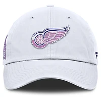 Men's Fanatics  White Detroit Red Wings Authentic Pro Hockey Fights Cancer Adjustable Hat