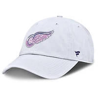 Men's Fanatics  White Detroit Red Wings Authentic Pro Hockey Fights Cancer Adjustable Hat