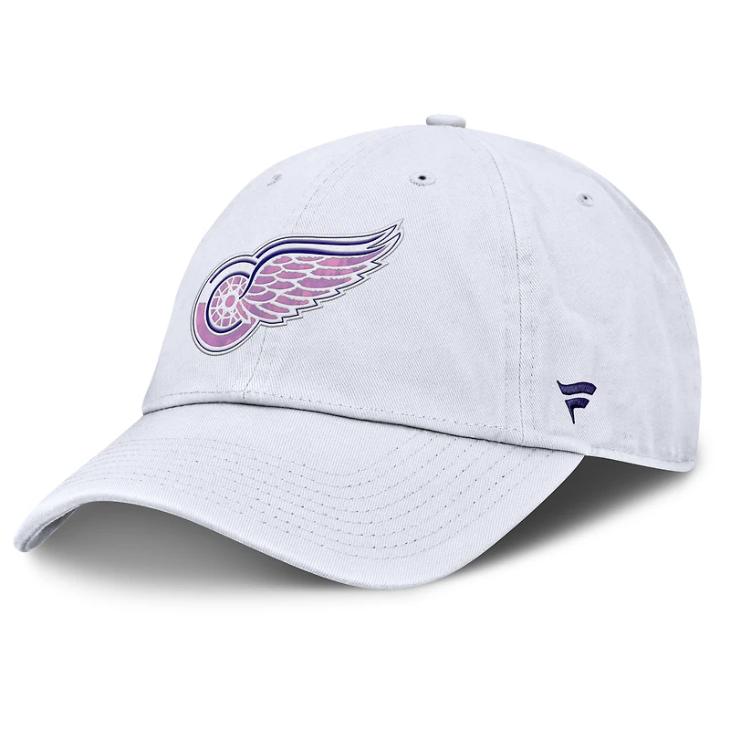 Casquette ajustable authentique Pro Hockey Fights Cancer des Red Wings de Detroit pour hommes Fanatics blanche