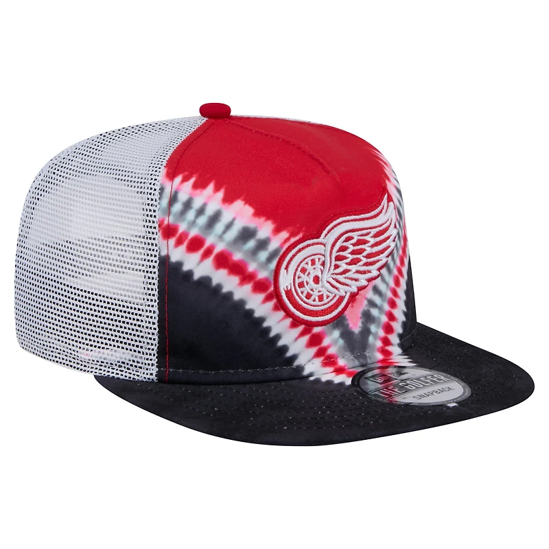Men's New Era Black/Red Detroit Red Wings Throwback V-Dye Adjustable Golfer Hat