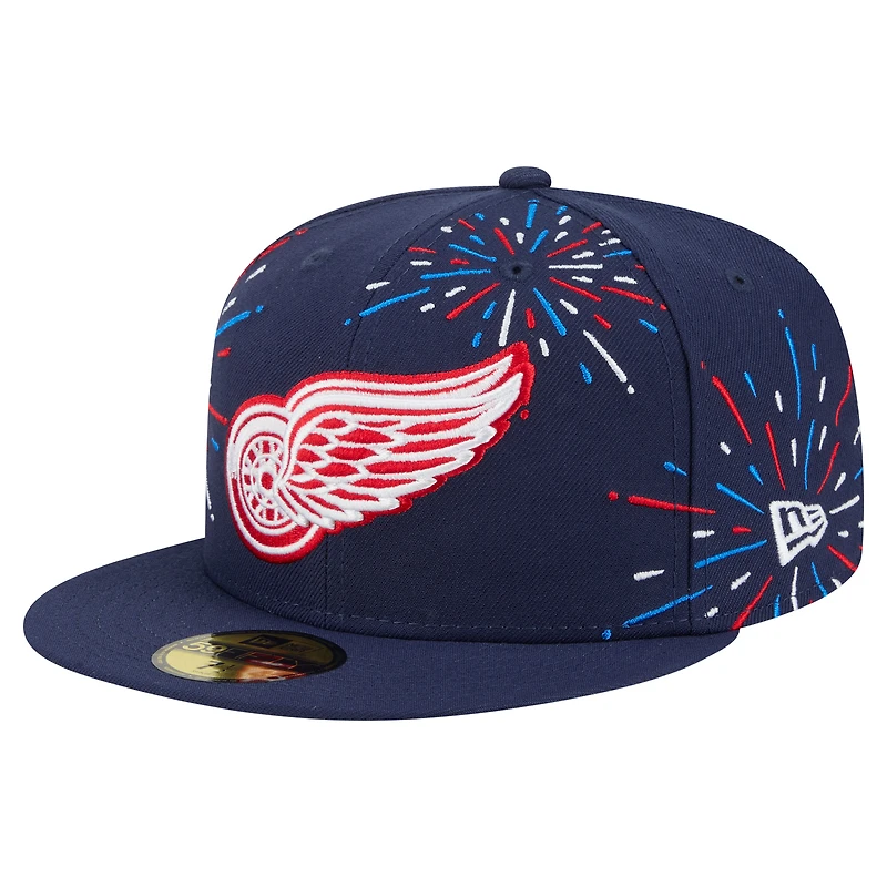 Casquette ajustée 59FIFTY pour homme New Era bleu marine Detroit Red Wings Americana Fireworks