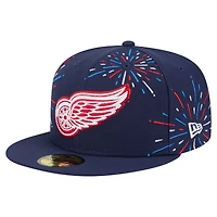 Casquette ajustée 59FIFTY pour homme New Era bleu marine Detroit Red Wings Americana Fireworks