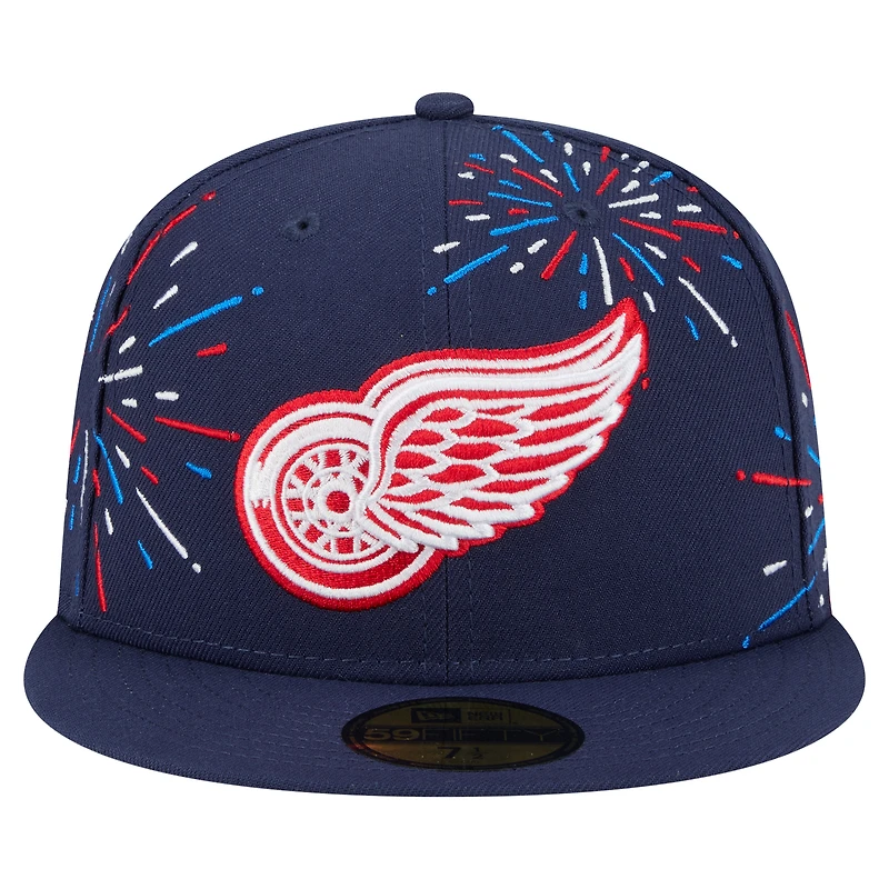 Men's New Era  Navy Detroit Red Wings Americana Fireworks 59FIFTY Fitted Hat