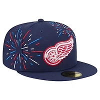 Casquette ajustée 59FIFTY pour homme New Era bleu marine Detroit Red Wings Americana Fireworks