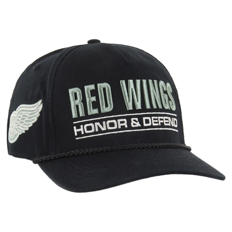 Casquette ajustable Hitch pour homme, noire, 47, Detroit Red Wings OHT, appréciation militaire, honneur et défense de la patrie