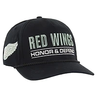 Casquette ajustable Hitch pour homme, noire, 47, Detroit Red Wings OHT, appréciation militaire, honneur et défense de la patrie