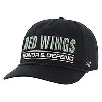 Casquette ajustable Hitch pour homme, noire, 47, Detroit Red Wings OHT, appréciation militaire, honneur et défense de la patrie