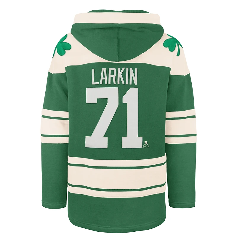 Sweat à capuche lacets pour homme Dylan Larkin Kelly Green Detroit Red Wings St. Patrick's Day avec nom et numéro de joueur