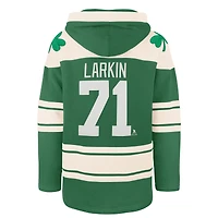 Sweat à capuche lacets pour homme Dylan Larkin Kelly Green Detroit Red Wings St. Patrick's Day avec nom et numéro de joueur