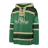 Men's '47  Kelly Green Detroit Red Wings St. Patrick's Day McLucky Superior Lacer Pullover Hoodie