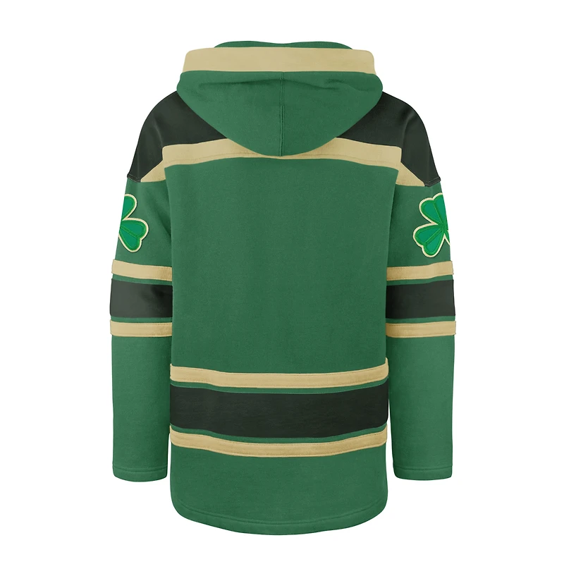 Men's '47 Kelly Green Detroit Red Wings St. Patrick's Day McLucky Superior Lacer Pullover Hoodie