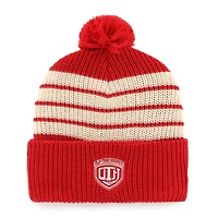 Bonnet en tricot à revers avec pompon pour homme Red Detroit Red Wings Old Time Hockey Barn '47