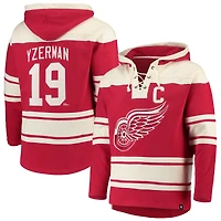 Chandail à capuchon pour homme '47 Steve Yzerman Red Detroit Wings Player Lacer