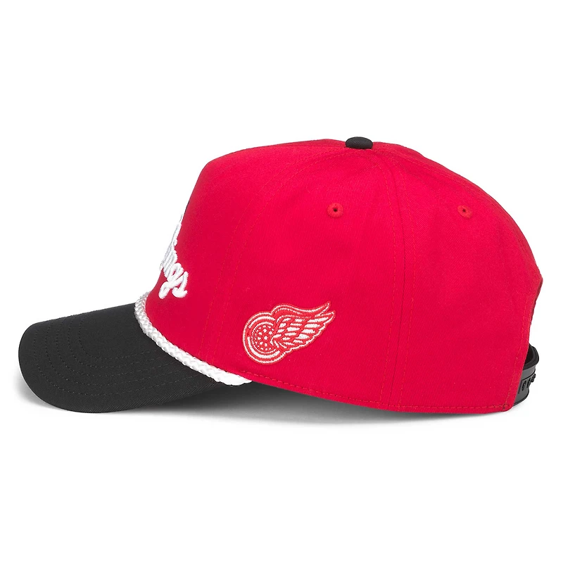 Chapeau réglable en sergé délavé Roscoe des Red Wings de Detroit rouge/noir American Needle pour hommes