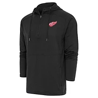 Sweat à capuche raglan zippé quart de zip Antigua Heather Black Detroit Red Wings pour homme