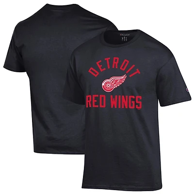 Men's Champion  Black Detroit Red Wings Primary Logo Jersey T-Shirt