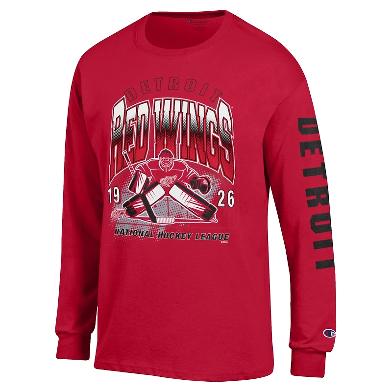 Maillot à manches longues Champion rouge des Red Wings de Détroit pour hommes