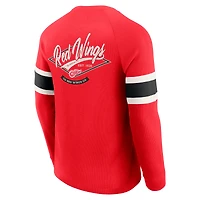 T-shirt Henley à manches longues raglan en tricot gaufré pour homme de la collection Darius Rucker par Fanatics, rouge, des Red Wings Detroit