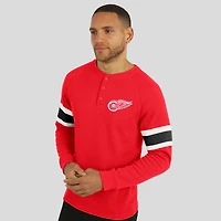 Men's Darius Rucker Collection by Fanatics Red Detroit Wings Waffle-Knit Raglan Long Sleeve Henley T-Shirt
