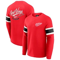 Men's Darius Rucker Collection by Fanatics Red Detroit Wings Waffle-Knit Raglan Long Sleeve Henley T-Shirt