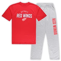 Ensemble lounge pour homme Detroit Red Wings rouge/gris chiné Big & Tall T-shirt et pantalon