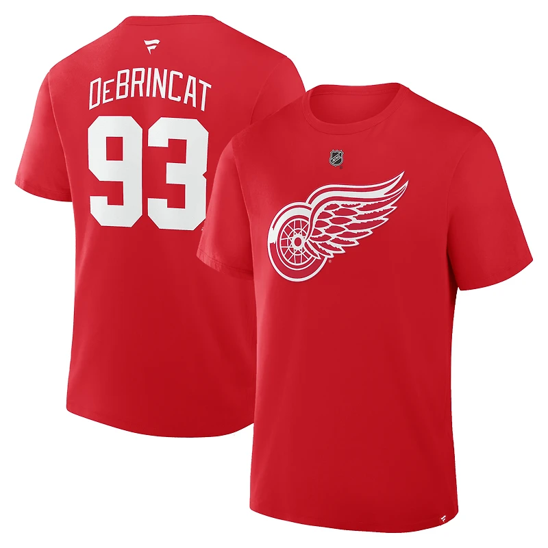 Men's Fanatics Alex DeBrincat Red Detroit Wings Authentic Stack Name & Number T-Shirt