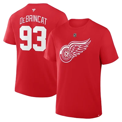 Men's Fanatics Alex DeBrincat Red Detroit Wings Authentic Stack Name & Number T-Shirt