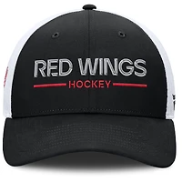 Men's Fanatics Black/White Detroit Red Wings Authentic Pro Rink Lockup Adjustable Trucker Hat