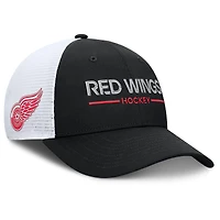 Casquette de camionneur ajustable Fanatics noire/blanche authentique Pro Rink Lockup des Red Wings de Detroit pour homme
