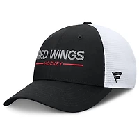 Men's Fanatics Black/White Detroit Red Wings Authentic Pro Rink Lockup Adjustable Trucker Hat