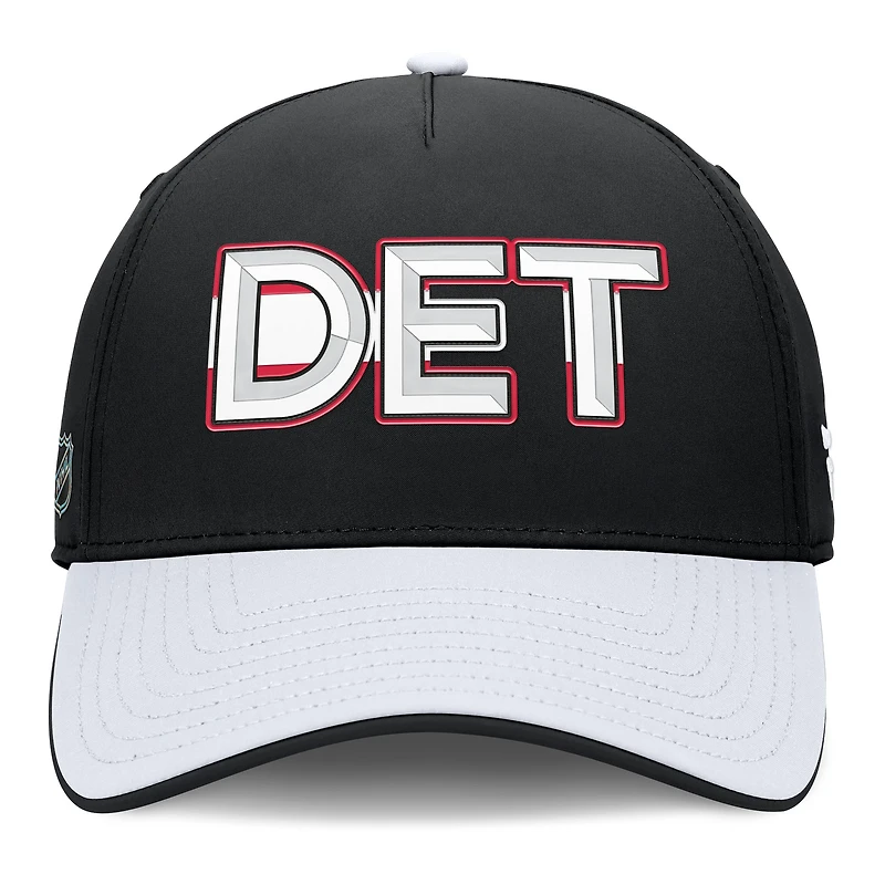 Casquette Fanatics noire/blanche authentique pour homme des Red Wings de Detroit Pro Rink Team Code Flex