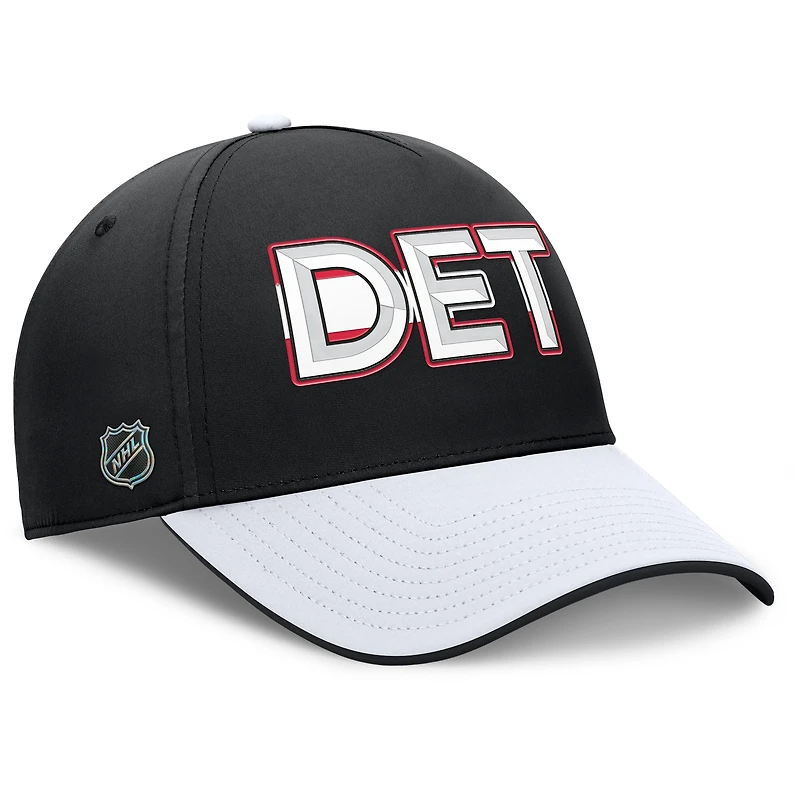 Casquette Fanatics noire/blanche authentique pour homme des Red Wings de Detroit Pro Rink Team Code Flex