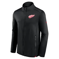 Veste noire à fermeture éclair complète Authentic Pro des Detroit Red Wings de marque Fanatics pour hommes
