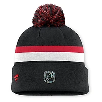 Men's Fanatics Black Detroit Red Wings Authentic Pro Rink Cuffed Knit Hat with Pom