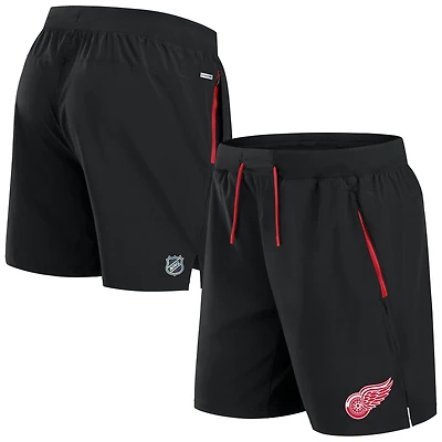 Short de performance authentique Pro Rink Fanatics noir pour homme des Red Wings Detroit