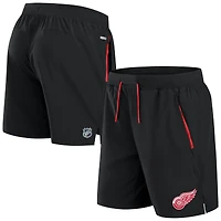 Short de performance authentique Pro Rink Fanatics noir pour homme des Red Wings Detroit