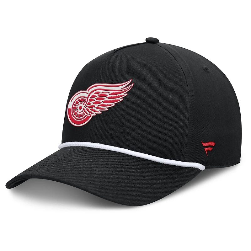 Men's Fanatics Black Detroit Red Wings Authentic Pro Rink Roper A-Frame Adjustable Hat